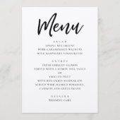 Menu Mariage moderne rustique. Calligraphie du scénario (Devant)