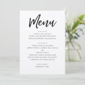 Menu Mariage moderne rustique. Calligraphie du scénario (Debout devant)