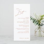 Menu Mariage Moderne Rustique Calligraphié en Terracott (Debout devant)
