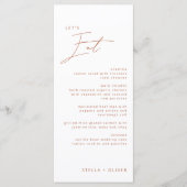 Menu Mariage Moderne Rustique Calligraphié en Terracott (Devant)