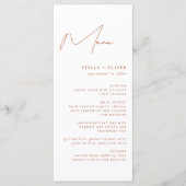 Menu Mariage Moderne Rustique Calligraphié en Terracott (Devant)