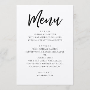 Menu Mariage moderne rustique. Calligraphie script de c