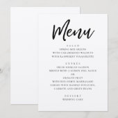 Menu Mariage moderne rustique. Calligraphie script de c (Devant / Derrière)