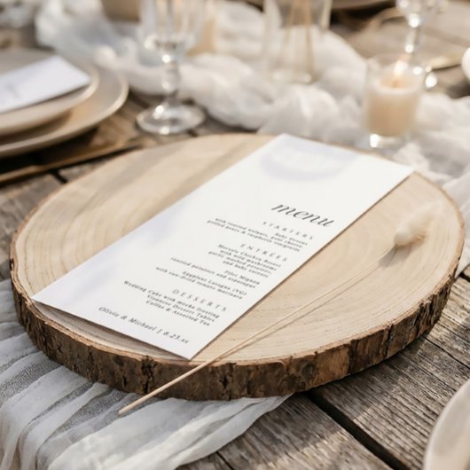 Menu Mariage moderne simple élégant avec Merci