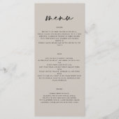 Menu Mariage moderne simple élégant écriture grise (Devant)