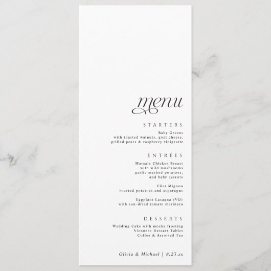 Menu Mariage moderne simple et élégant (Devant)