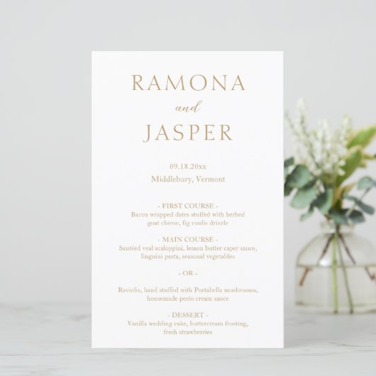 Menu Mariage moderne Simple Gold Bold (Debout devant)