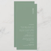 Menu Mariage moderne Simple Sage Green (Devant / Derrière)