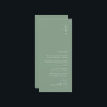 Menu Mariage moderne Simple Sage Green<br><div class="desc">Il s'agit d'un menu de Mariage couleur moderne Sage Green, qui ajoutera une touche d'élégance à votre décor de mariage, et les tons rouille et désert seront très appréciés des Mariages de automne. Tout le texte est modifiable, il suffit de cliquer sur "Personnaliser ce modèle". Des articles correspondants, y compris...</div>