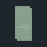 Menu Mariage moderne Simple Sage Green<br><div class="desc">Il s'agit d'un menu de Mariage couleur moderne Sage Green, qui ajoutera une touche d'élégance à votre décor de mariage, et les tons rouille et désert seront très appréciés des Mariages de automne. Tout le texte est modifiable, il suffit de cliquer sur "Personnaliser ce modèle". Des articles correspondants, y compris...</div>