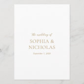 Menu Mariage moderne Sophia Gold (Dos)