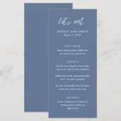 Menu Mariage Moderne Sydney Bleu Poussiéreux (Devant / Derrière)