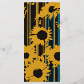 Menu Mariage Moderne Tournesol Bleu Sarcelle Or (Dos)