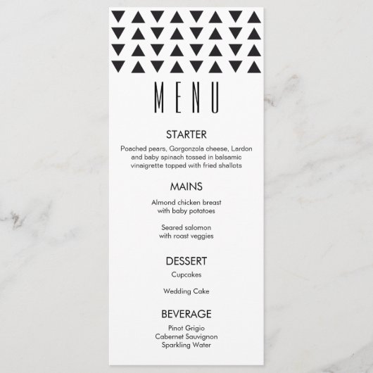 Menu Mariage moderne Triangles (Devant)