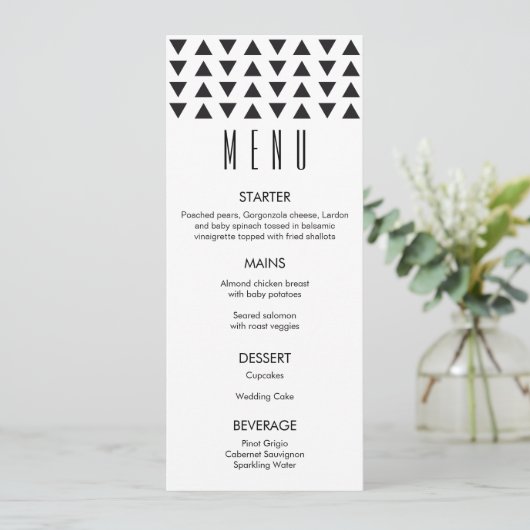 Menu Mariage moderne Triangles (Debout devant)