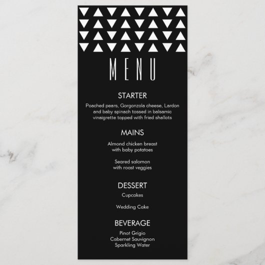 Menu Mariage moderne Triangles (Devant)