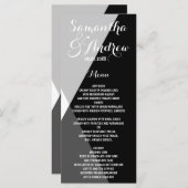 Menu mariage moderne triangles noirs blancs (Devant / Derrière)