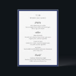 Menu Mariage moderne Trisha Navy Blue<br><div class="desc">Menus mariages modernes avec un design épuré avec des polices serif et script.</div>