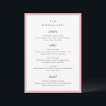 Menu Mariage moderne Trisha Pink<br><div class="desc">Menus mariages modernes avec un design épuré avec des polices serif et script.</div>