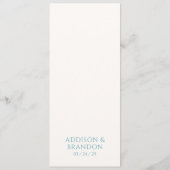 Menu Mariage Moderne Turquoise Élégant (Dos)