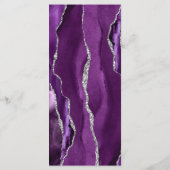 Menu Mariage Moderne Violet Argent Agate Foncé (Dos)