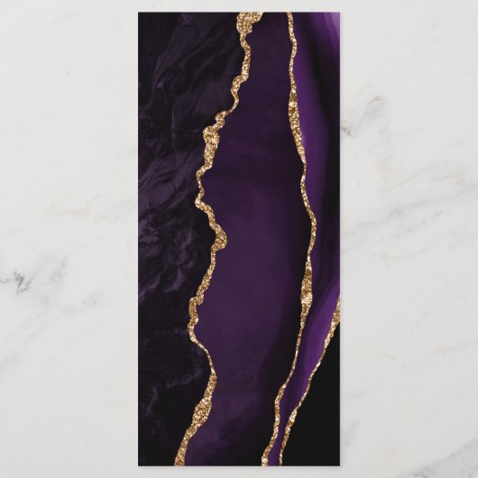 Menu Mariage moderne violet doré Agate doré (Dos)