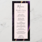 Menu Mariage moderne violet doré Agate doré (Devant)