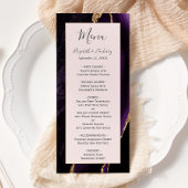 Menu Mariage moderne violet doré Agate doré