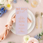 Menu Mariage moderne violet et orange vibrant<br><div class="desc">Conçu pour coordonner avec pour la collection de Faire-part de mariage "brillantes". Pour modifier les détails, cliquez sur "Détails". Pour déplacer le texte ou modifier la taille, la police ou la couleur, cliquez sur "Modifier à l'aide de l'outil de conception". Voir le lien de collection sur cette page pour voir...</div>