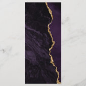 Menu Mariage Moderne Violet Or Agate Foncé (Dos)