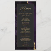Menu Mariage Moderne Violet Or Agate Foncé (Devant)