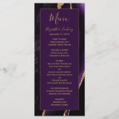 Menu Mariage Moderne Violet Or Agate Prune (Devant)