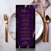 Menu Mariage Moderne Violet Or Agate Prune