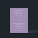 Menu Mariage moderne violet simple<br><div class="desc">Menus mariages modernes avec un design épuré et simple avec des polices audacieuses.</div>