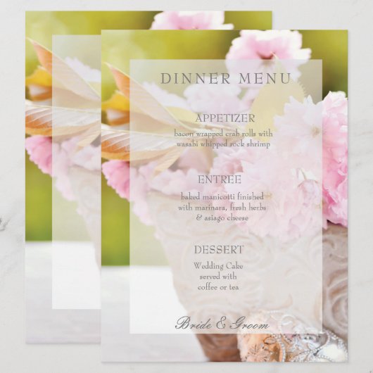 Menu mariage modifiable Cherryblossoms (Devant / Derrière)