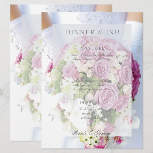 Menu mariage modifiable de dentelle nuptiale (Devant / Derrière)