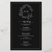Menu Mariage Monogram Crest noir blanc (Devant)