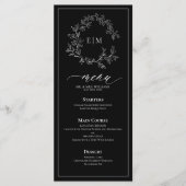 Menu Mariage Monogram Crest noir blanc (Devant)