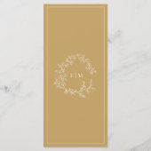 Menu Mariage Monogram Gold Leafy Crest (Dos)
