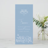 Menu Mariage monogramme blanc bleu fleur de lis (Debout devant)