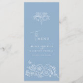 Menu Mariage monogramme blanc bleu fleur de lis (Devant)