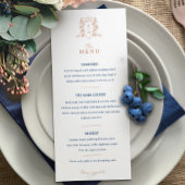 Menu Mariage monogramme blanc rose or bleu couronne