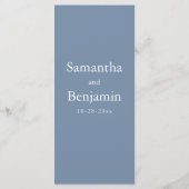 Menu Mariage monogramme bleu Dusty classique (Dos)