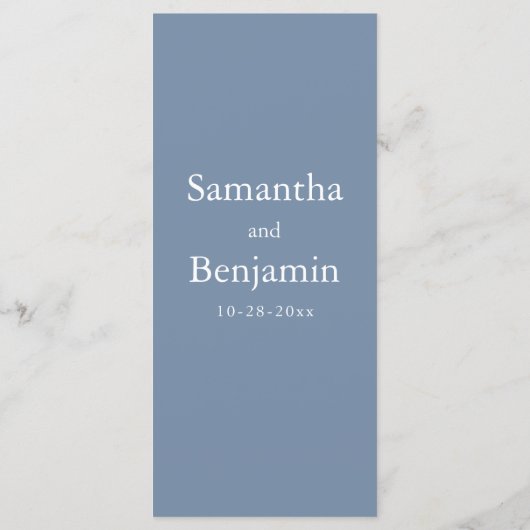 Menu Mariage monogramme bleu Dusty classique (Dos)