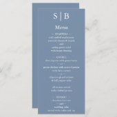 Menu Mariage monogramme bleu Dusty classique (Devant / Derrière)