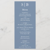Menu Mariage monogramme bleu Dusty classique (Devant)