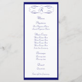 Menu Mariage Monogramme bleu foncé (Devant)
