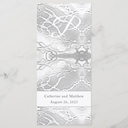 Menu Mariage monogramme catholique classique (Dos)