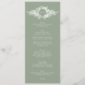 Menu mariage monogramme classique vert sauge feuillus (Devant)