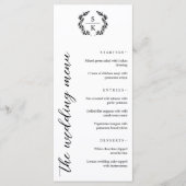 Menu Mariage Monogramme Couronne de Laurier Typographie (Devant)